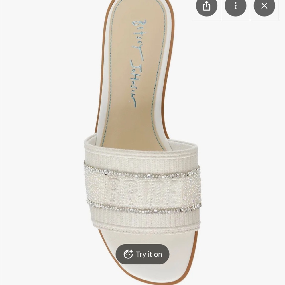 BRIDE Betsey Johnson Silver Rhinestone Bride Slide Sandals